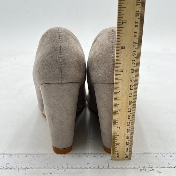 FOWT Grey Wedge Pumps Basic Closed Almond Toe Thick High Heels Shoes - Picture 4 of 7